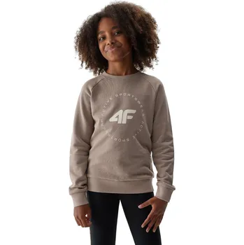 Pánská móda Dívčí mikina 4F JUNIOR-SWEATSHIRT-JAW23TSWSF637-83S-BEIGE Béžová 140