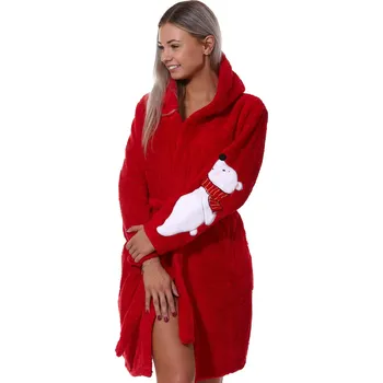 Dámské pyžamo Červený župan do porodnice huňatý Zimní medvídek 1Z1299 červená xxl