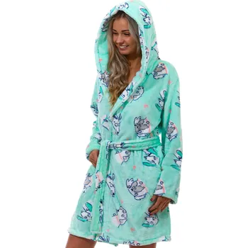 Dámský župan Zelený extra teplý huňatý župan pro ženy i slečny huňatý s pejsky 1Z1544 zelená xxl