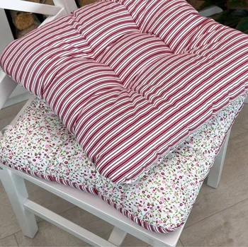 Podsedák Sedák na židli oboustranný - Kvítky + Pruhy červené
