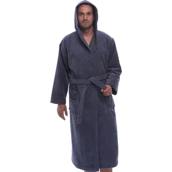 Pánský župan Pánský froté župan s kapucí, bavlna, šedomodrý, silná gramáž, kapsy 1ZF3090 šedá s