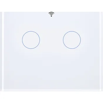 vypínač VAREO Wi-Fi + RF dotykový vypínač 2CH, Tuya/SmartLife, No Neutral, skleněný panel, bílý VR-TY-WF2W