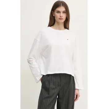 Pánské tričko Bavlněné tričko s dlouhým rukávem Tommy Hilfiger UW0UW05948 bílá 00X, vel. M