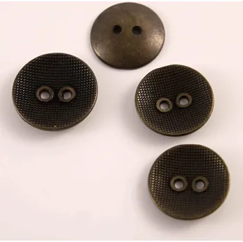 Knoflík Dírkový knoflík kovový - vzor gázoviny - tmavá mosaz - průměr 2,3 cm