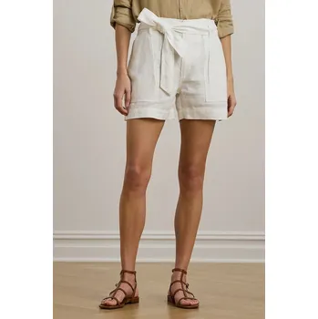 Pánské kraťasy Plátěné kraťasy Lauren Ralph Lauren bílá barva, hladké, high waist, 200862093 00X, vel. 38