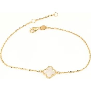 Náramek Dámský zlatý náramek se čtyřlístkem ZLNA1493F 17-19 cm + Dárek zdarma