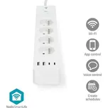 Nedis WIFIP313EWT - SmartLife Prodlužovací Přívod| Wi-Fi | 4x Zásuvka typu F (CEE 7/5) / 4 x USB | 3680 W | 2.0m | Bílá