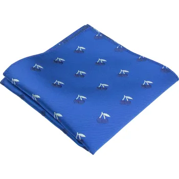 Látkový kapesník Královsky modrý pánský kapesníček s jemným motivem třešní