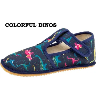 Dívčí bačkory Beda barefoot Bačkůrky zúžené (SLIM) - COLORFUL DINOS, Boty Beda Velikost: 30