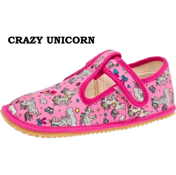 Dívčí bačkory Beda barefoot Bačkůrky - CRAZY UNICORN (BF 060010/W), Boty Beda Velikost: 28