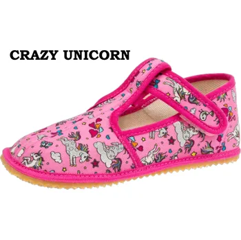 Dívčí bačkory Beda barefoot Bačkůrky zúžené (SLIM) - Crazy Unicorn, Boty Beda Velikost: 31