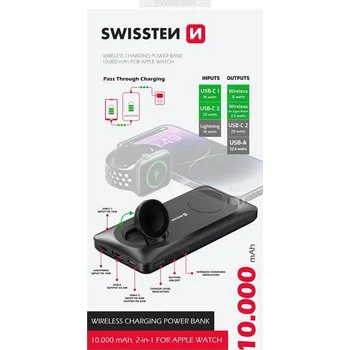 Swissten power bank 10000 mAh 2v1 pro Apple Watch a MagSafe