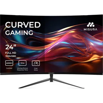 Monitor MISURA 24" LED P23MM24DFA01/ prohnutý/ VA/ 1920x1080 (FHD)/ 4000:1/ 1ms/ 300 cd/m2/ HDMI/ DP/ REPRO/ VESA 75x75/ černý - VÝPRODEJ