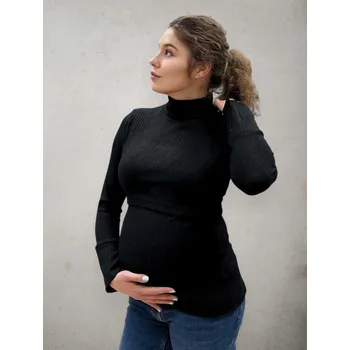 Těhotenský svetr Těhotenský a kojicí svetr Adair Roll 3v1 – černý Velikost: M