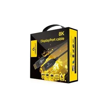 Video kabel Gembird kábel DisplayPort (M - M), 8K, aktívny, optický (AOC), s Ethernetom, prémiový, 5 m, čierny