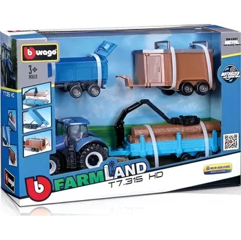 auto na autodráhu Bburago New Holland T7.315 s doplňky (dárkové balení)