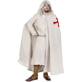Karnevalový kostým Templářský plášť s kápí, bílý