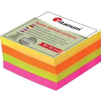 Samolepící bloček Titanum Bloček, samolepící, neonové barvy, 76x76mm, 400 listů / kus