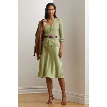 Dámský svetr Kardigan se lněnou směsí Lauren Ralph Lauren 200963627 zelená 91X, vel. S