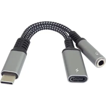 Redukce Redukce USB-C /3,5mm jack s DAC chipem + USB-C pro nabíjení 13cm