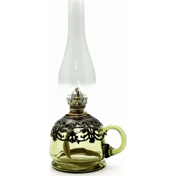 Petrolejová lampa Lampa petrolejová Lucie - lesní zelená zdobená cínem | 89047