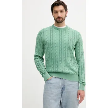 Pánský svetr Bavlněný svetr Tommy Hilfiger pánský, zelená barva, MW0MW39524 76X, vel. L