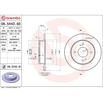 Autodíl Brzdový kotouč BREMBO 08.5443.60