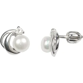 Náušnice Stříbrné náušnice s perlou a zirkonem