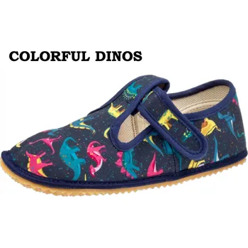 Dívčí bačkory Beda barefoot Bačkůrky - COLORFUL DINOS/barevní dinosauři (BF 060010/W), Boty Beda Velikost: 32