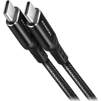 Datový kabel AXAGON datový a nabíjecí kabel USB-C na USB-C / USB2.0 / 3A / PD 60W / opletený / 1m / černý