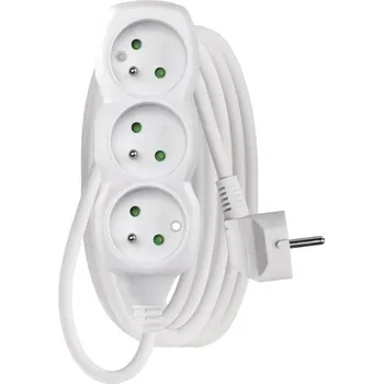 elektrický kabel Prodlužovací přívod, 3 zásuvky, 3 m, bílý