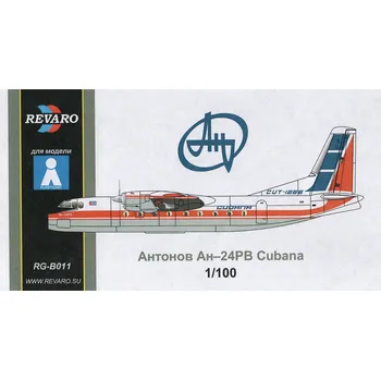 Plastikový model Obtisky Antonov An-24 RV Cubana pro Veb Plasticart - Revaro Decals RG–B011