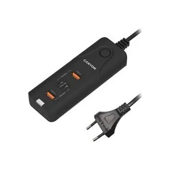 Adaptér k notebooku CANYON nabíječka H-10 do sítě 2xUSB-C (PD 20W) + 2x USB-A (QC 3.0 18W), ochrana, 100V-240V, výstup až 40W, 1m, černá