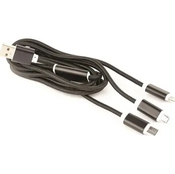 Gembird kábel nabíjací 3v1 splitter, Lightning (M) /microUSB (M) / USB-C (M) na USB 2.0 (M), 1 m, čierny