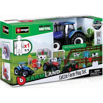 auto na autodráhu Bburago Farm kraví farma s traktorem