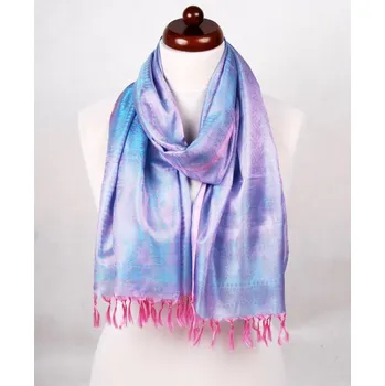 Šála Hedvábná šála z Váránasí růžovo-světle modrá