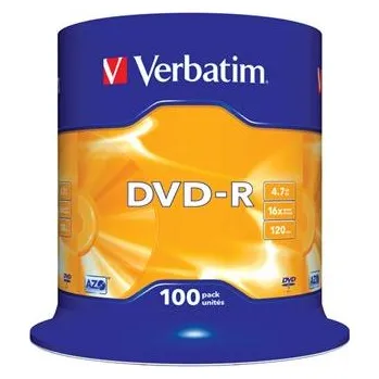 Ukládání dat VERBATIM DVD-R AZO 4,7GB, 16x, spindle 100 ks