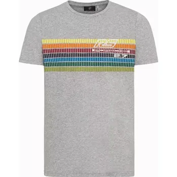 PORSCHE T-shirt RS 2.7 Tričko s kulatým výstřihem šedá s pruhy (Pánské tričko s krátkým rukávem s pruhy a potiskem RS 2.7.)