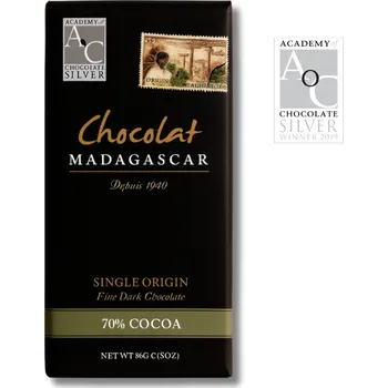 Čokoláda Chocolat Madagascar | Jemná hořká čokoláda 70% kakaa z Madagaskaru zdroj antioxidantů • vhodné pro vegany • bez alkalizace • 85 g
