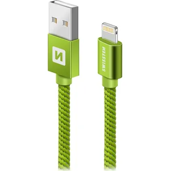 Prodlužovací kabel Swissten Datový Kabel Textile Usb / Lightning 1,2 M Zelený