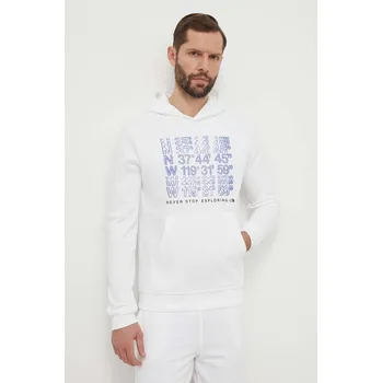 Pánská mikina Bavlněná mikina The North Face pánská, bílá barva, s kapucí, s potiskem, NF0A87EAFN41 00X, vel. XL