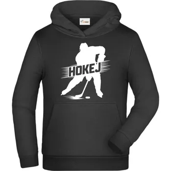 Pánské tričko Shadow hokej, bílý potisk - Dětská mikina s kapucí - 164 cm