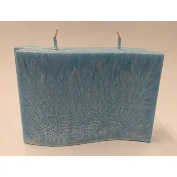 Svíčka Svíčka vonná z palmového vosku - vlna 2 knoty 10 cm - azurově modrá - Ledový vítr