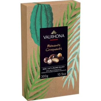 Čokoláda kolekce mandlí a ořechů v hořké, mléčné a blond čokoládě 300g od Valrhona