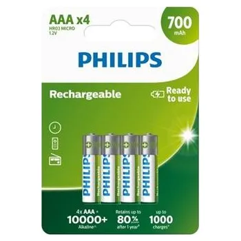 Článková baterie Philips dobíjecí baterie AAA 700mAh, NiMH - 4ks
