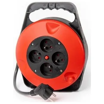 elektrický kabel OMEGA 4-ZÁSUVKOVÝ PRODLUŽOVACÍ KABEL ZATAHOVACÍ BUBEN 8M 16A FRANCOUZSKÁ ZÁSTRČKA