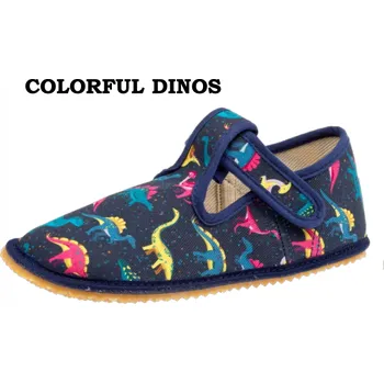 Dívčí bačkory Bačkůrky BFN 170020/W - COLORFUL DINOS/Barevní dinosauři, Beda Barefoot Velikost: 35