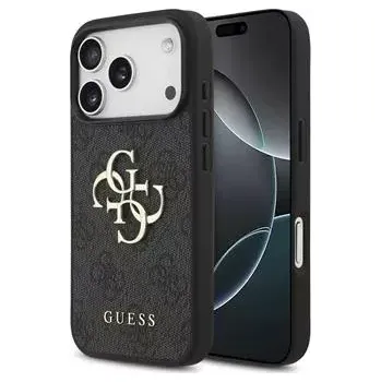 Pouzdro na mobilní telefon Guess PU 4G Metal Logo Zadní Kryt pro iPhone 17 Pro Grey