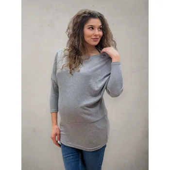 Těhotenský svetr Těhotenský a kojicí svetr Jamila - šedý, 7/8 rukáv Velikost: M