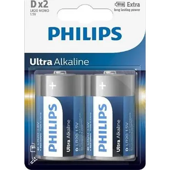 Článková baterie Baterie Philips LR20E2B/10 Ultra Alkalická D 2ks